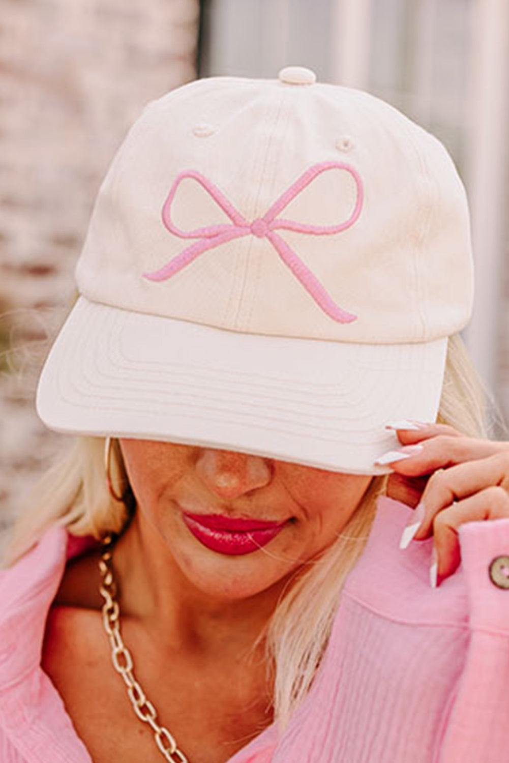Girlish Bow Embroidered Baseball Cap
