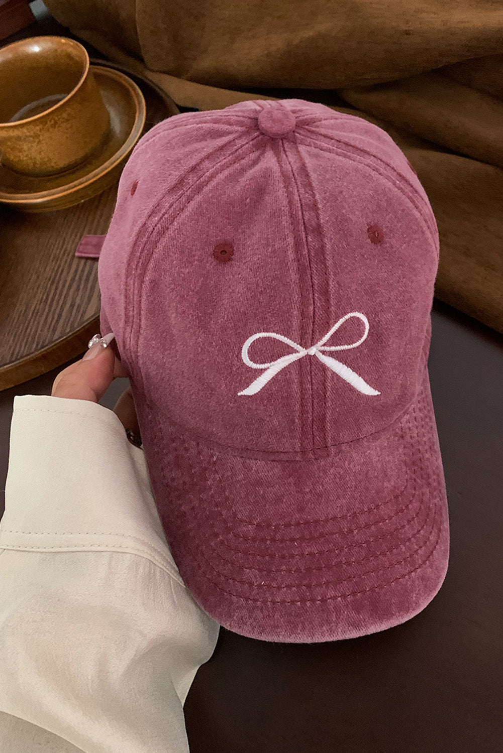 Girlish Bow Embroidered Baseball Cap