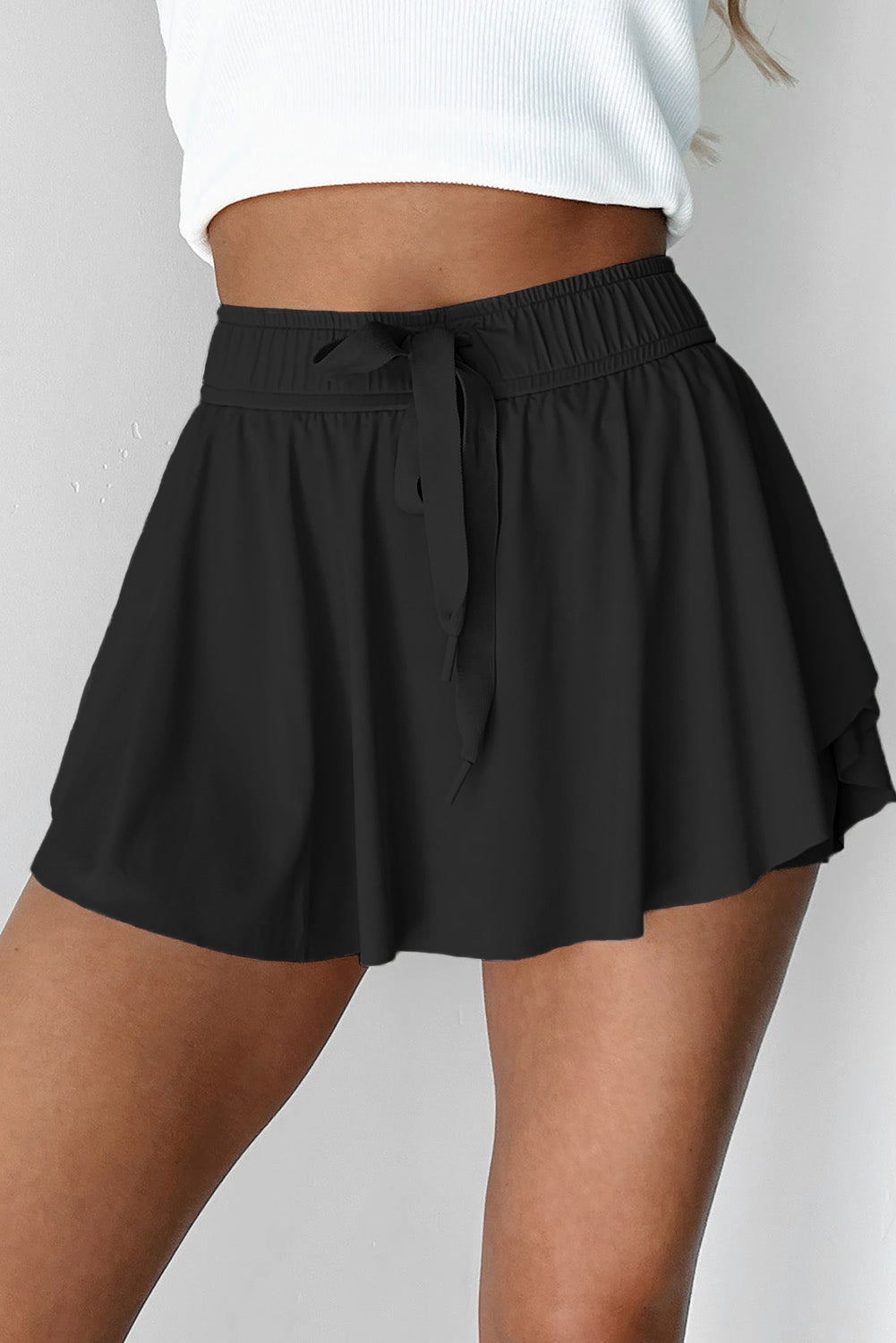 Drawstring Elastic Waistband Lined Tennis Skorts