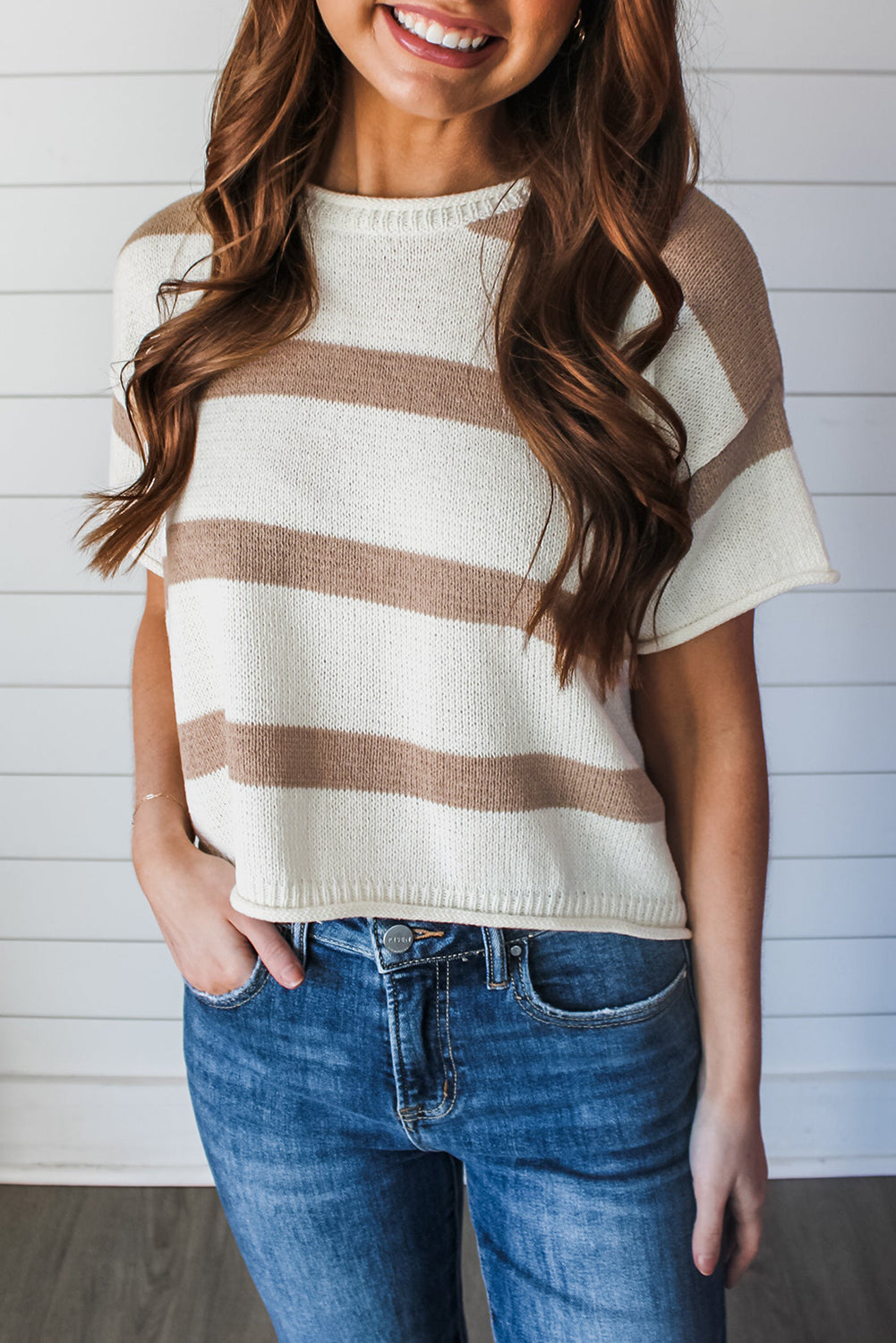 Stripe short sleeve shirt